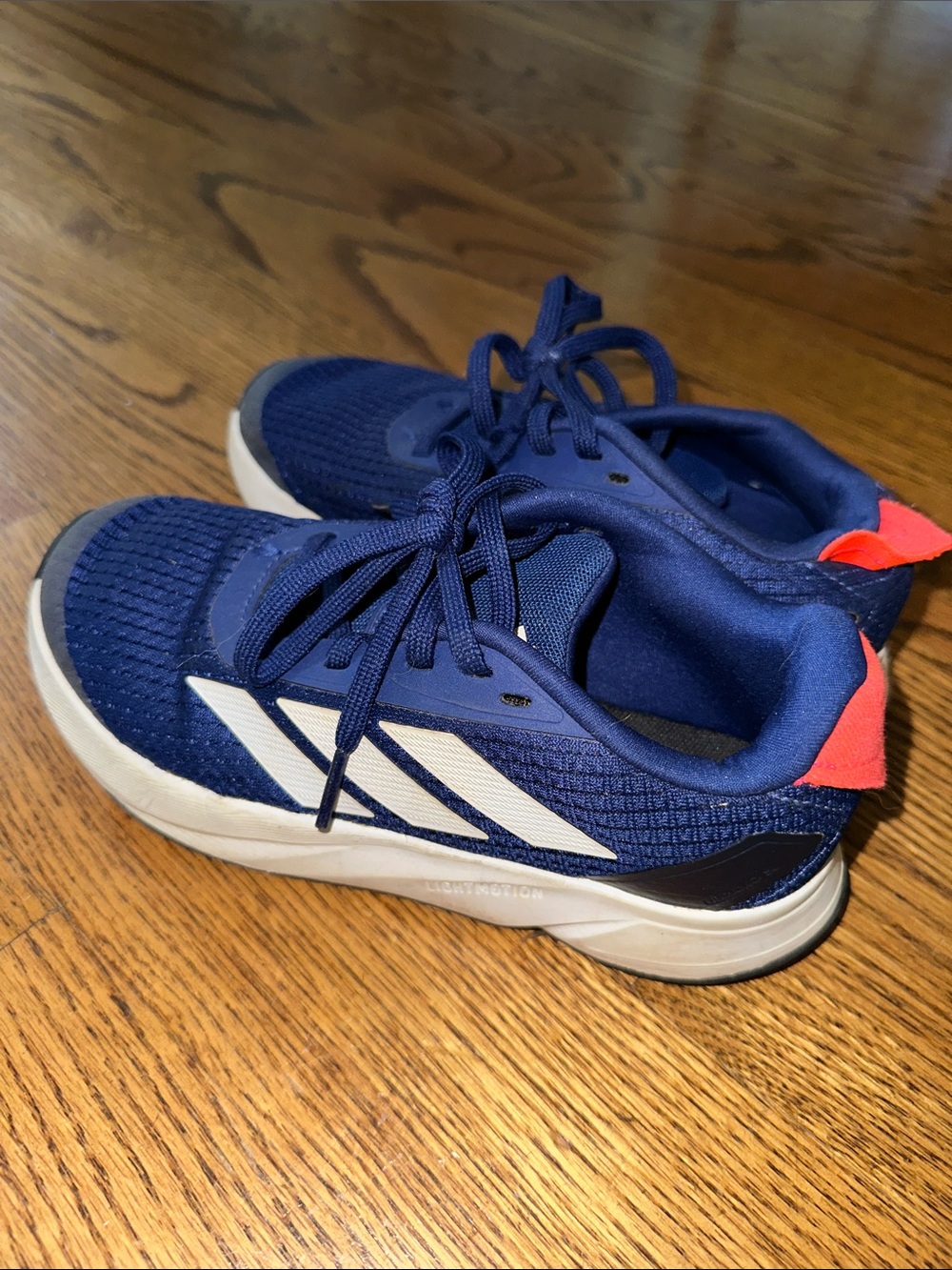 adidas Kids Navy Blue Sneakers with Coral Heel Tab size 2